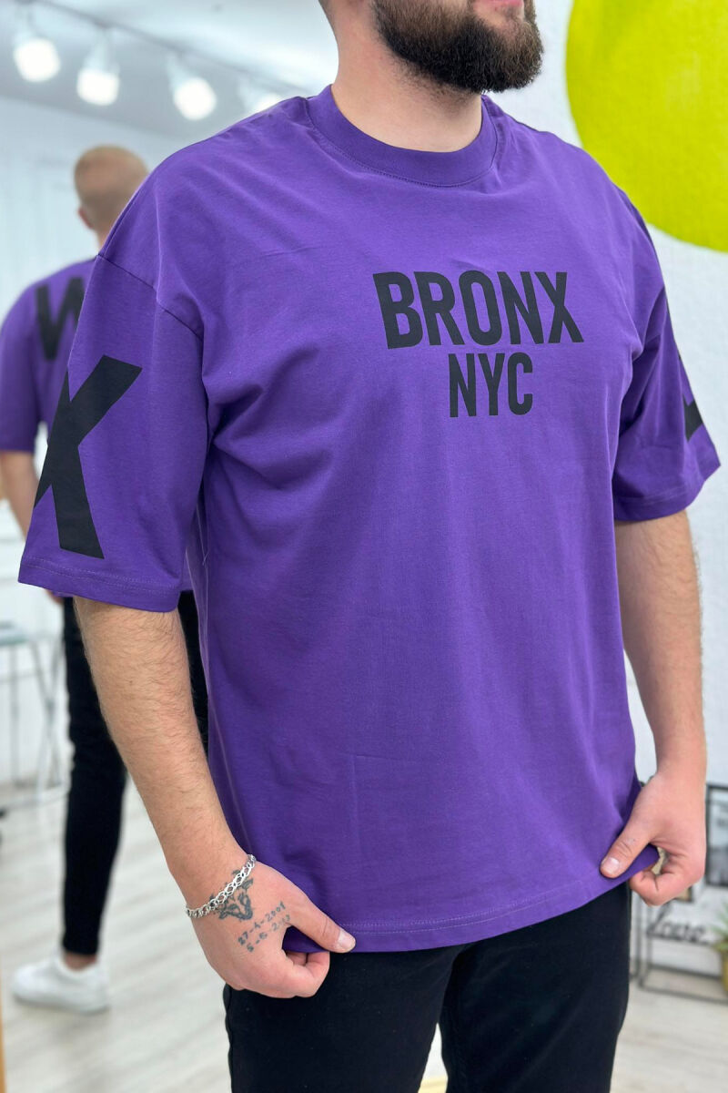 BRONX NYC COTTON MEN T-SHIRT PURPLE/LEJLA - 1