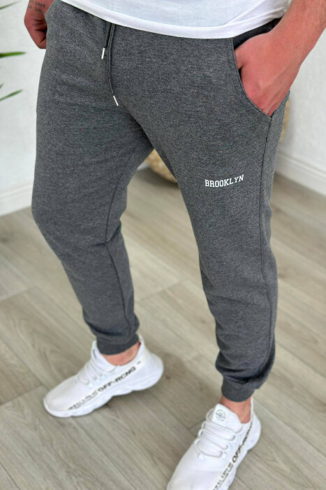 BROOKLYN COTTON MEN SWEATPANTS GREY/GRI - 3
