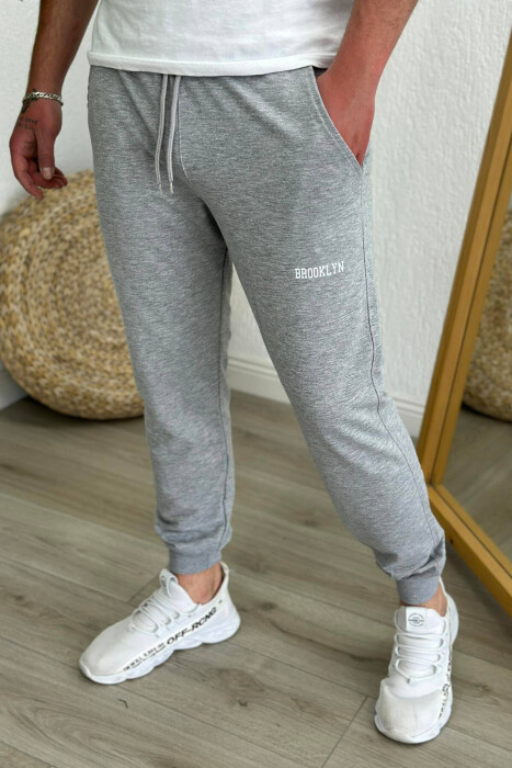BROOKLYN COTTON MEN SWEATPANTS LIGHT GREY/GZ - 2