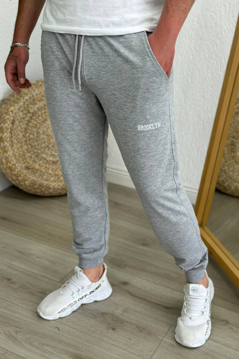 BROOKLYN COTTON MEN SWEATPANTS LIGHT GREY/GZ - 2