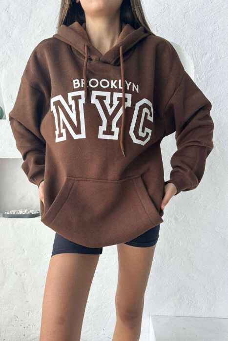 BROOKLYN SIMPLE WOMEN HOODIE BROWN/KAFE - 2