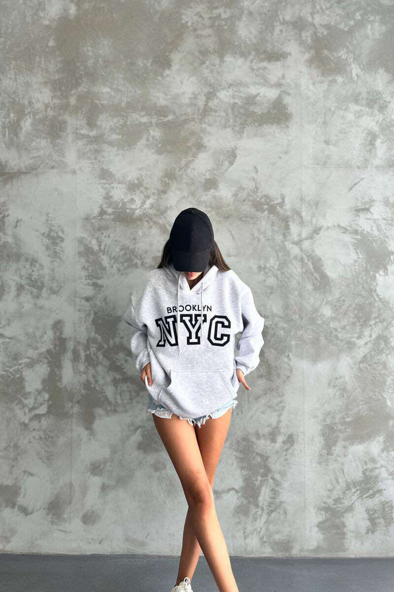 BROOKLYN SIMPLE WOMEN HOODIE LIGHT GREY/GZ - 1