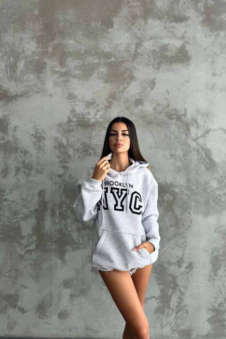 BROOKLYN SIMPLE WOMEN HOODIE LIGHT GREY/GZ - 2