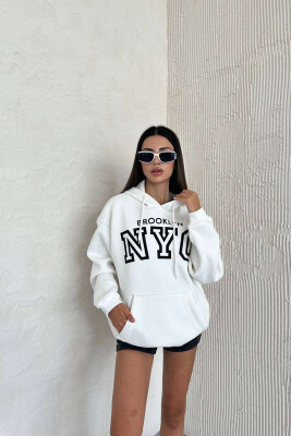 BROOKLYN SIMPLE WOMEN HOODIE WHITE-E BARDHE 