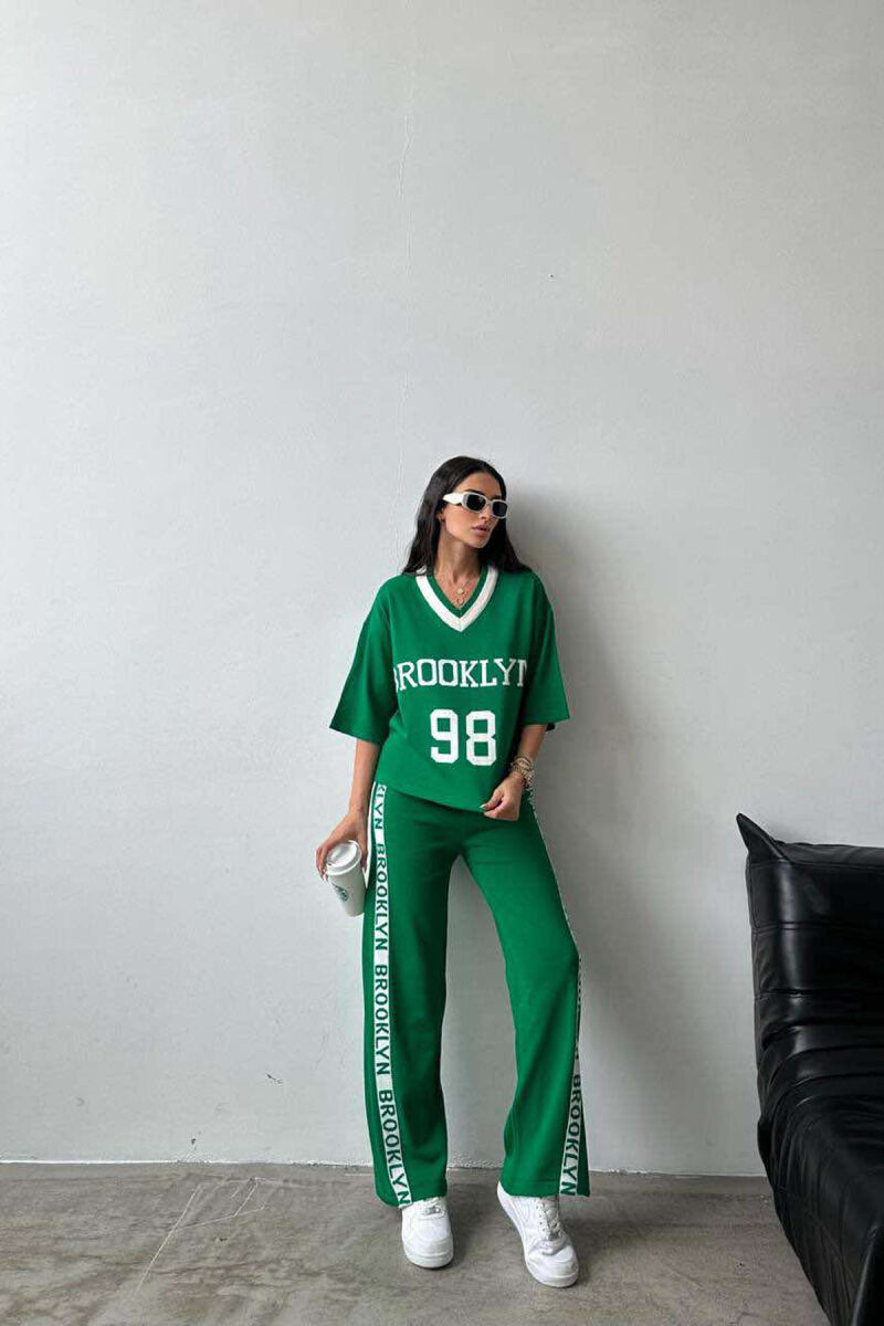 BROOKLYN WRRITINGS ONE COLOR WOMAN TWO PIECE SETS GREEN/JESHILE - 2