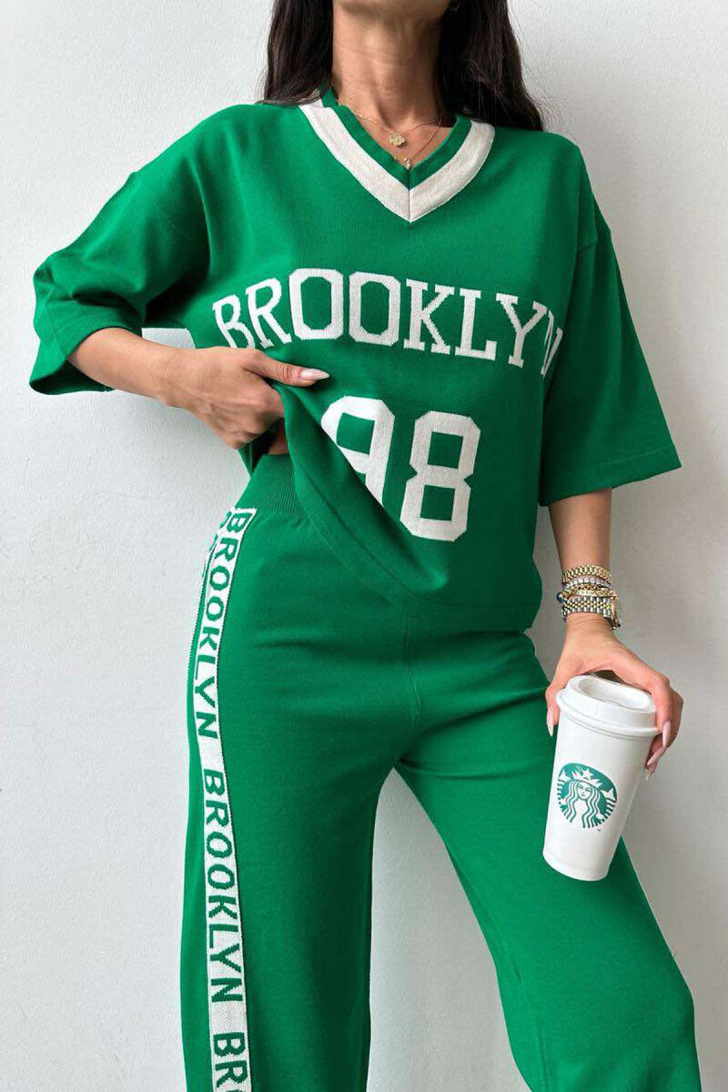 BROOKLYN WRRITINGS ONE COLOR WOMAN TWO PIECE SETS GREEN/JESHILE - 3