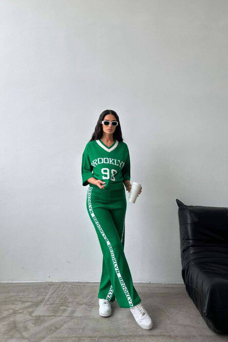 BROOKLYN WRRITINGS ONE COLOR WOMAN TWO PIECE SETS GREEN/JESHILE - 4