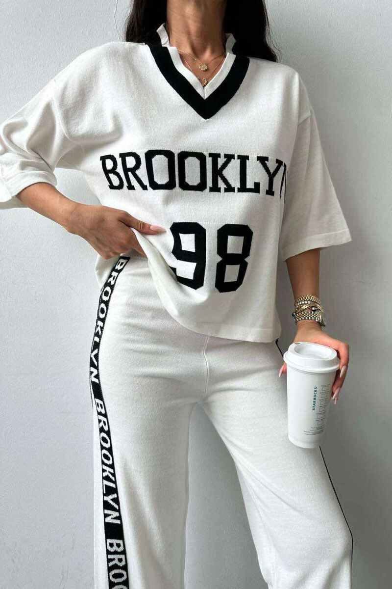 BROOKLYN WRRITINGS ONE COLOR WOMAN TWO PIECE SETS WHITE-E BARDHE - 5