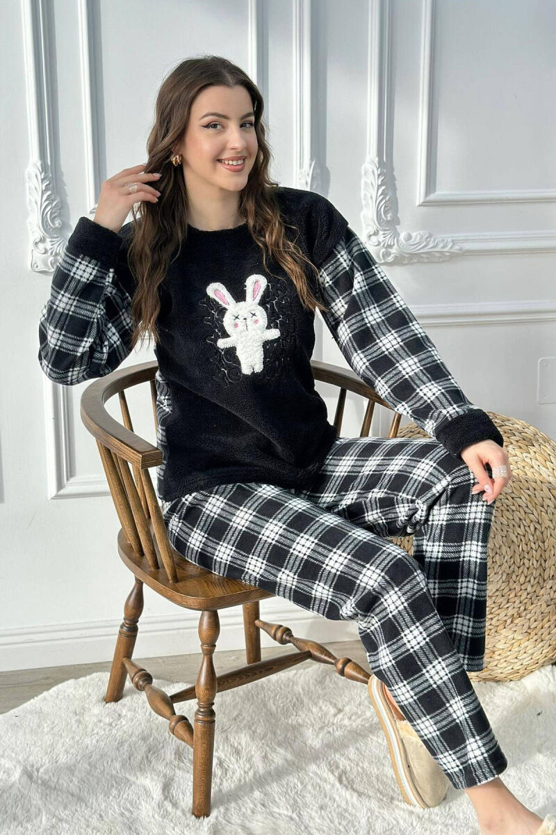 PIZHAME PËR FEMRA ME DIZAJN LEPURUSH NË NGJYRË TË ZEZË - 1