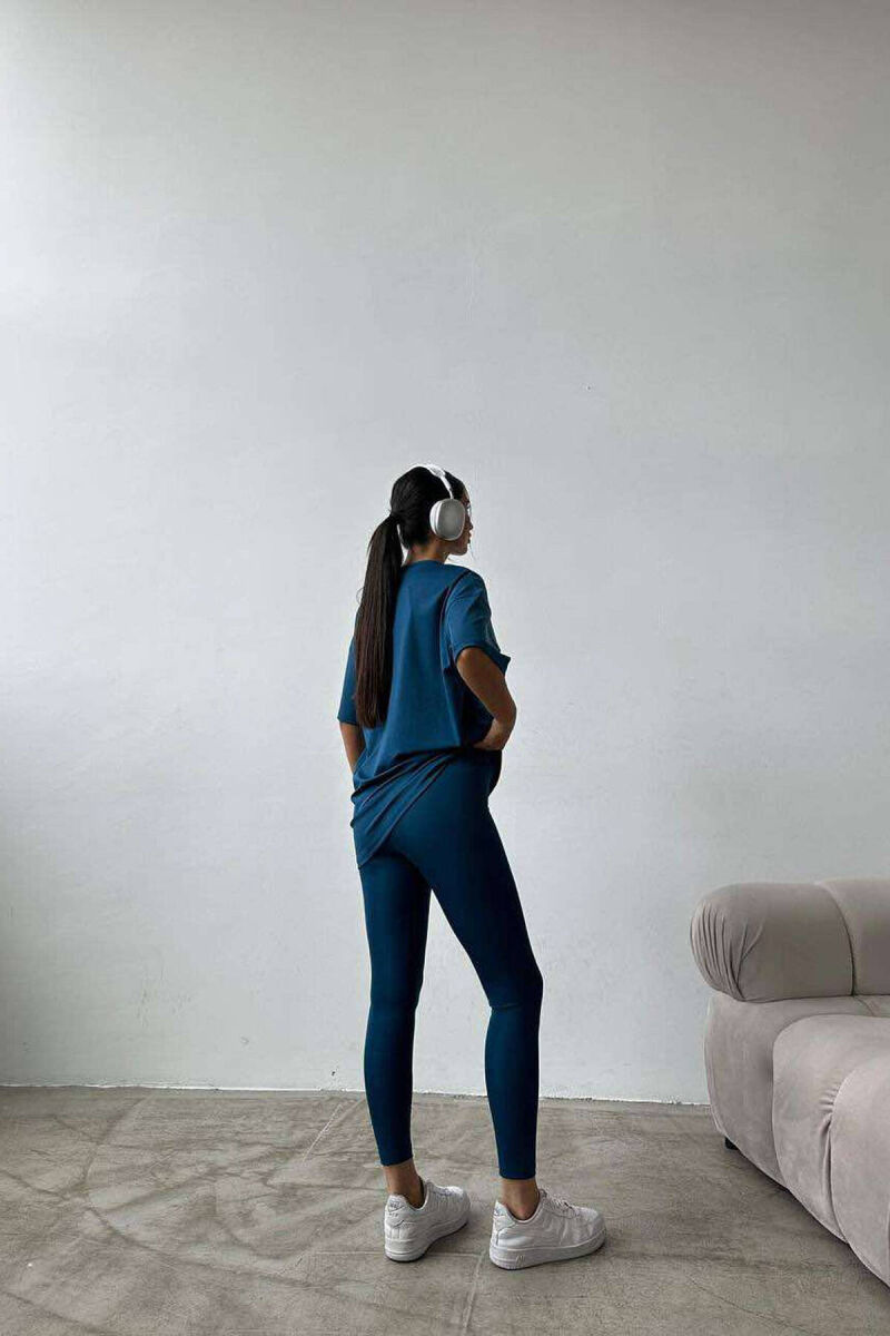 BUTTERFLY LOGO T-SHIRT+LEGGINGS WOMEN SET BLUE/BLU - 2