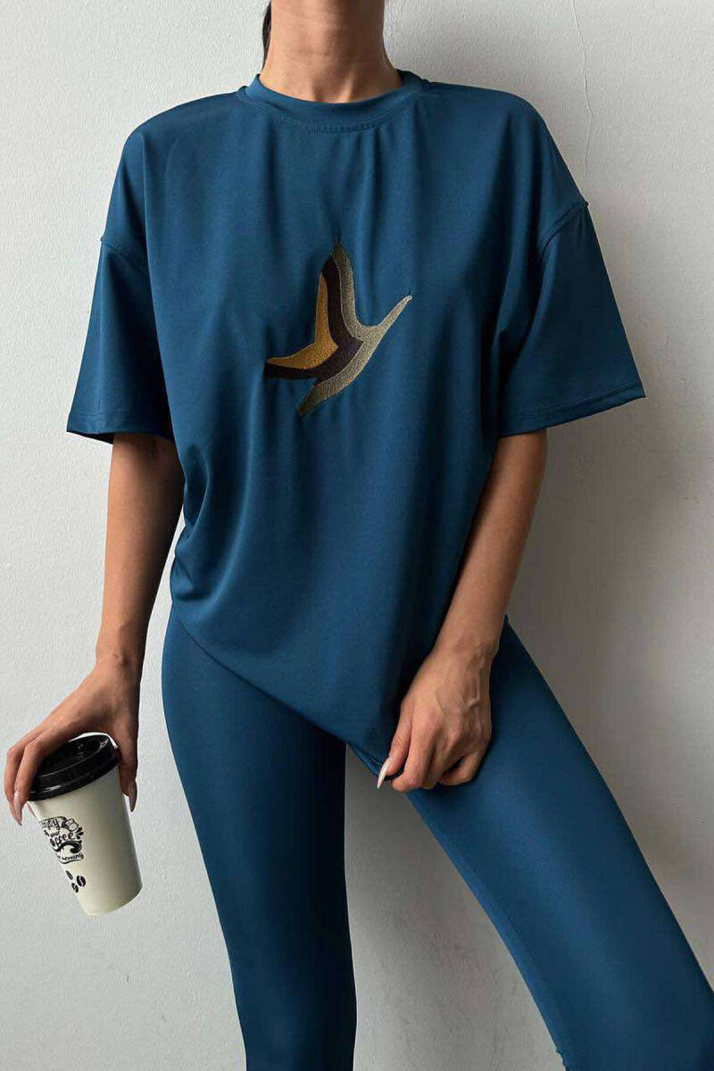 BUTTERFLY LOGO T-SHIRT+LEGGINGS WOMEN SET BLUE/BLU - 6
