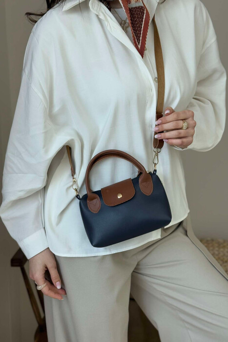 BUTTON DETAIL LEATHER WOMEN BAG BLUE/BLU - 4