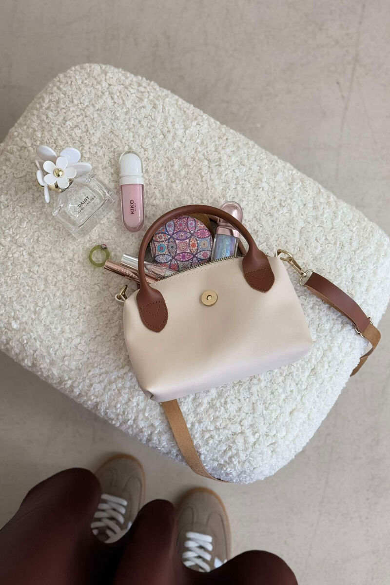 BUTTON DETAIL LEATHER WOMEN BAG CREAM/KREM - 3