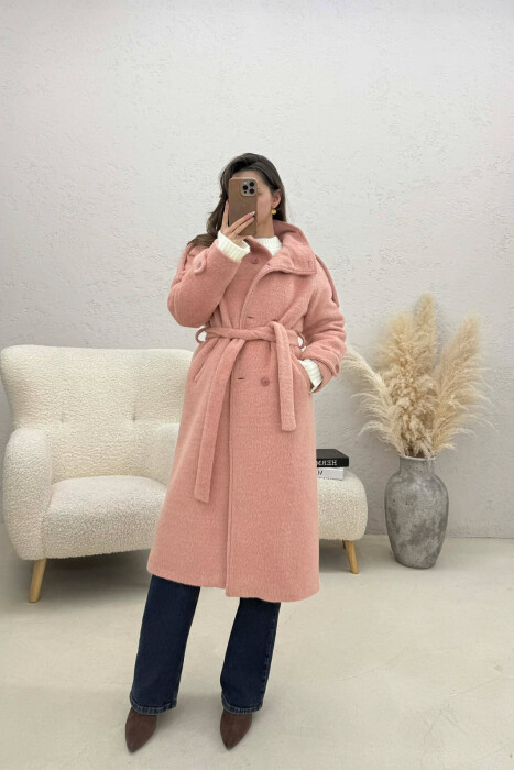 PALLTO E GJATE ME KOPSA PER FEMRA NE NGJYRE ROZE - KLAUDIO FASHION
