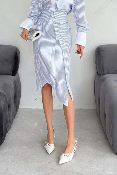 BUTTON UP STRIPES WOMAN SKIRT LIGHTBLUE/BZ - 1