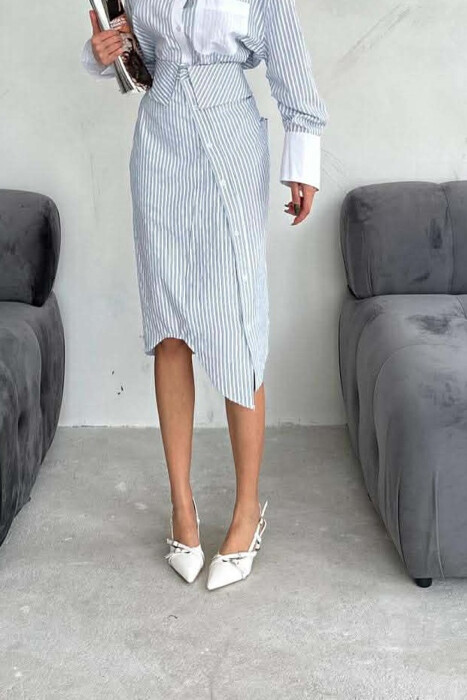 BUTTON UP STRIPES WOMAN SKIRT LIGHTBLUE/BZ - 2