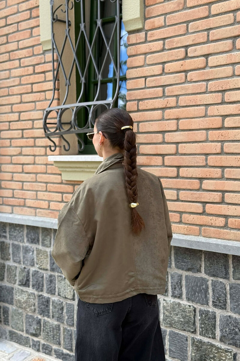 BUTTONED AND ZIPPER WOMAN JACKET GREEN/JESHILE - 2