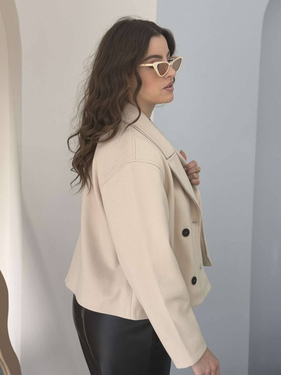 BUTTONED CROPPED WOMEN JACKET CREAM/KREM - 4