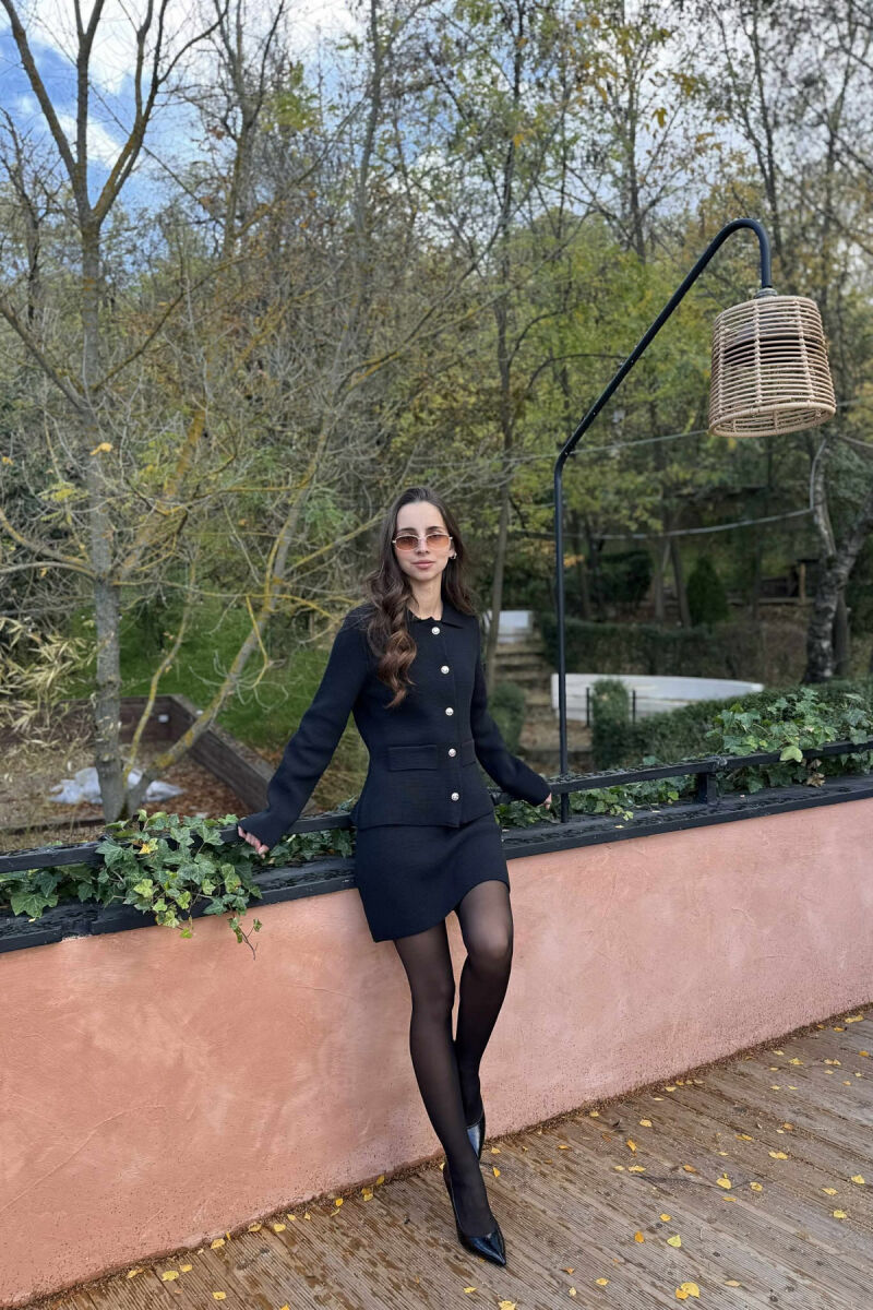 BUTTONED JACKET+SKIRT ONE COLOR WOMEN SET BLACK/ E ZEZE - 1