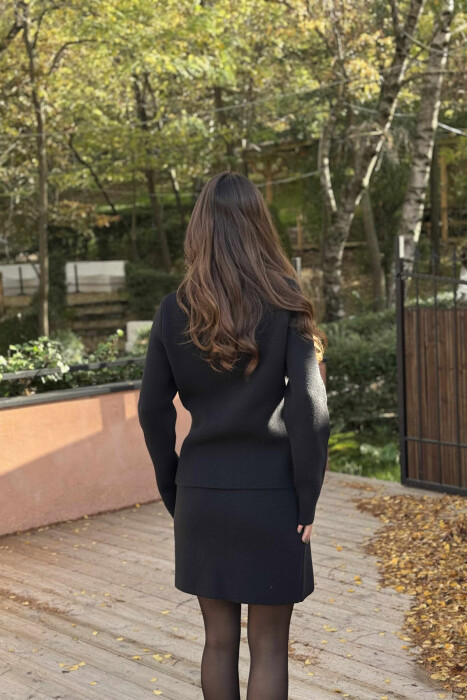 BUTTONED JACKET+SKIRT ONE COLOR WOMEN SET BLACK/ E ZEZE - 3