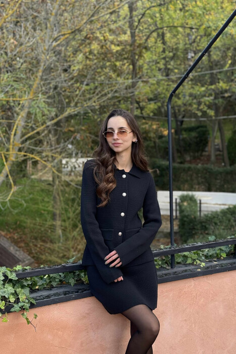 BUTTONED JACKET+SKIRT ONE COLOR WOMEN SET BLACK/ E ZEZE - 4