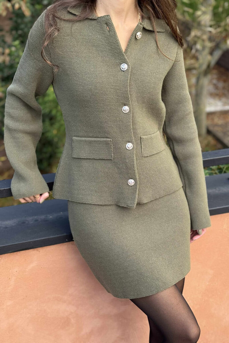 BUTTONED JACKET+SKIRT ONE COLOR WOMEN SET GREEN/JESHILE - 2