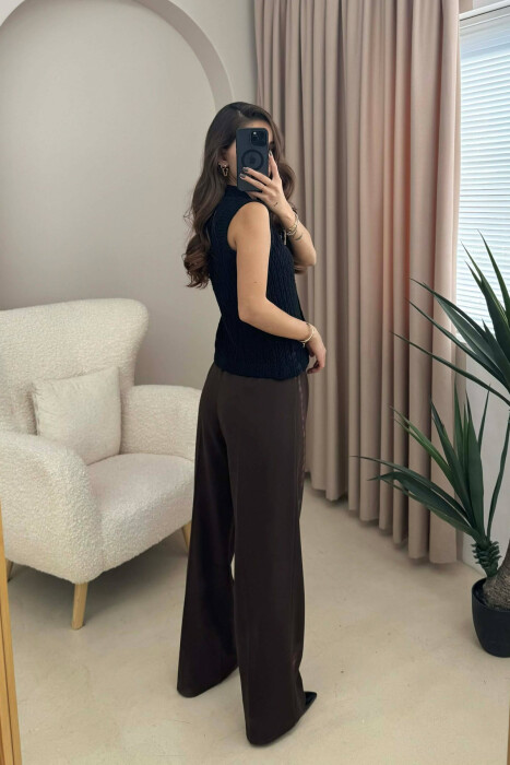 BUTTONED KNITTED WOMEN VEST BLACK/ E ZEZE - 4