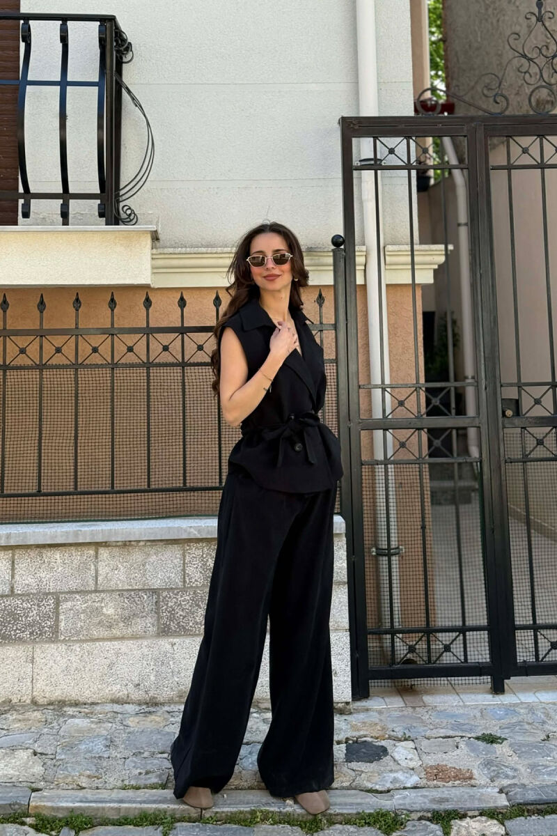 BUTTONED LACING VEST +TROUSERS WOMAN SET BLACK/ E ZEZE - 1