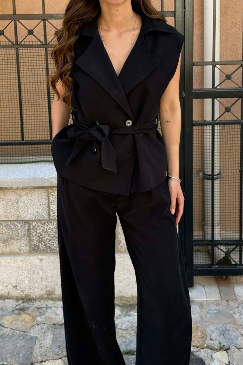 BUTTONED LACING VEST +TROUSERS WOMAN SET BLACK/ E ZEZE - 5
