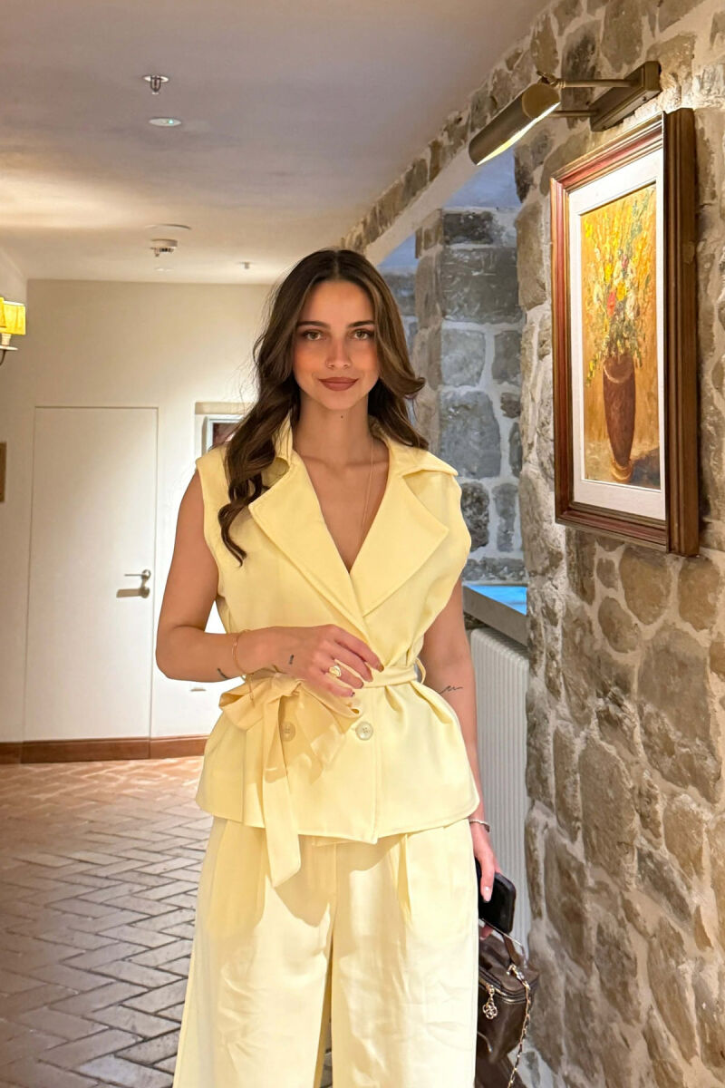 BUTTONED LACING VEST +TROUSERS WOMAN SET YELLOW/E VERDHE - 4