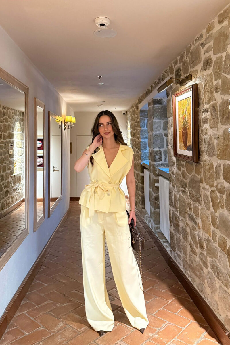 BUTTONED LACING VEST +TROUSERS WOMAN SET YELLOW/E VERDHE - 6