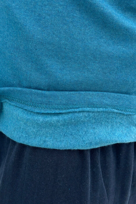 BUTTONED NECK SIMPLE SWEATSHIRT+SWEATPANTS MEN PYJAMAS BLUE STONE/GK - 4