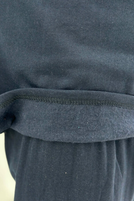 BUTTONED NECK SIMPLE SWEATSHIRT+SWEATPANTS MEN PYJAMAS DARK BLUE/BEE - 2