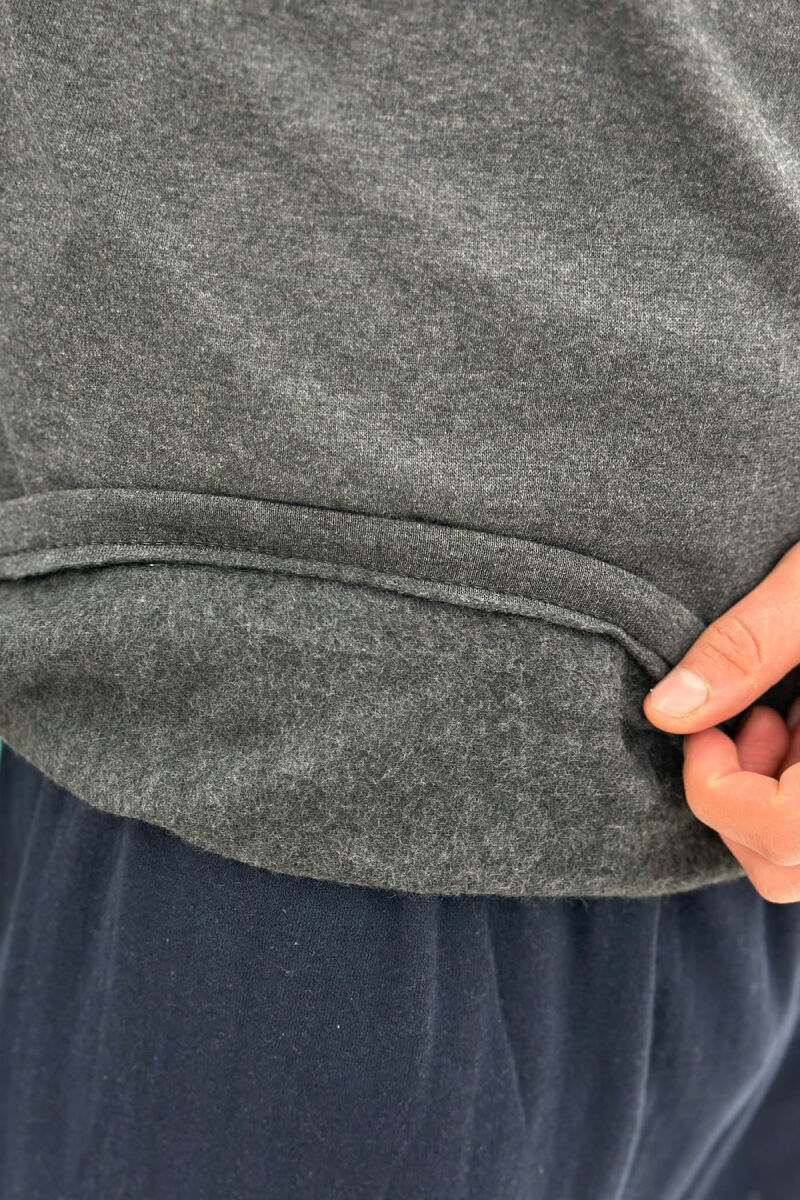 BUTTONED NECK SIMPLE SWEATSHIRT+SWEATPANTS MEN PYJAMAS DARK GREY/GEE - 4