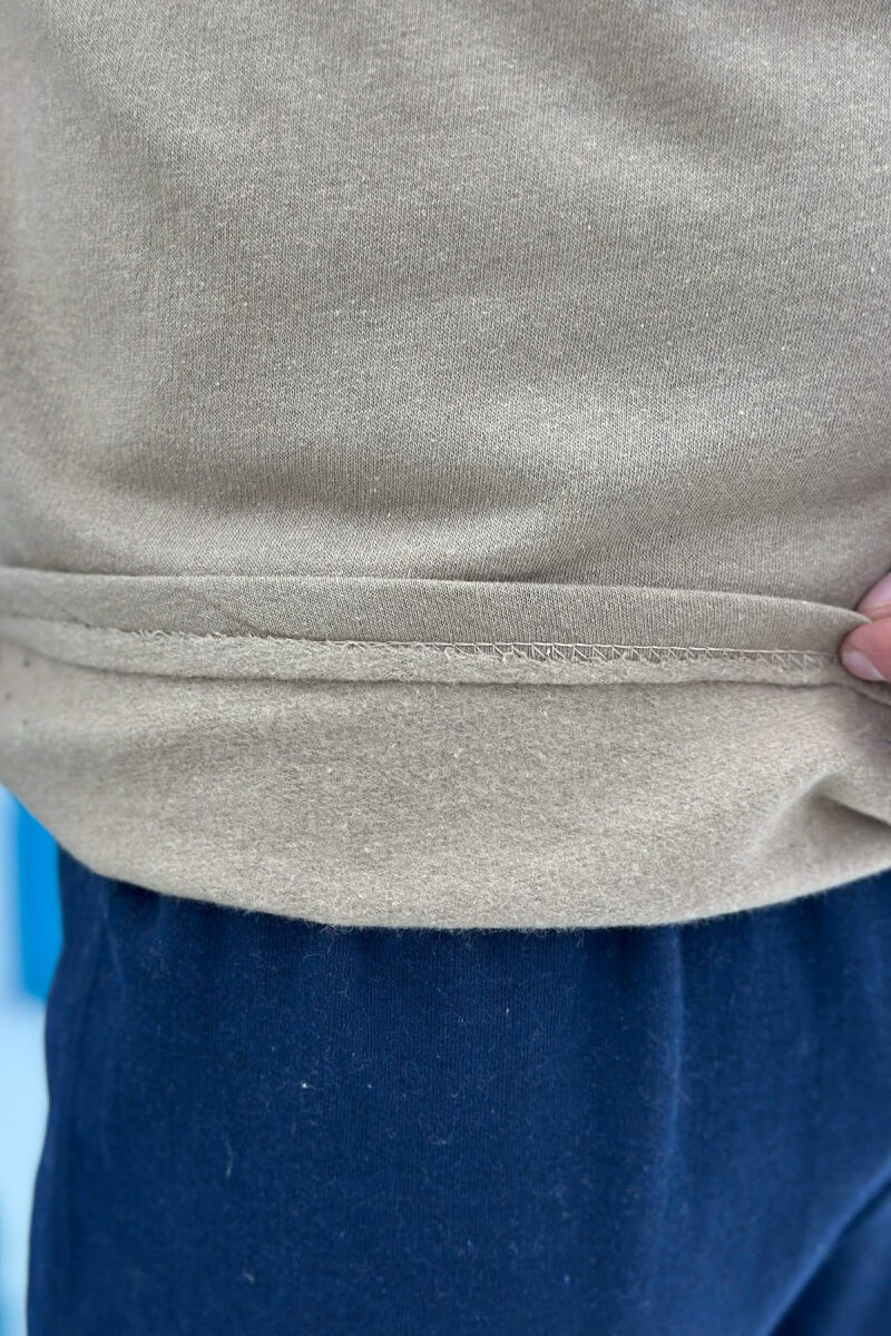 BUTTONED NECK SWEATSHIRT+SWEATPANTS MEN PYJAMAS BEIGE/BEZHE - 5