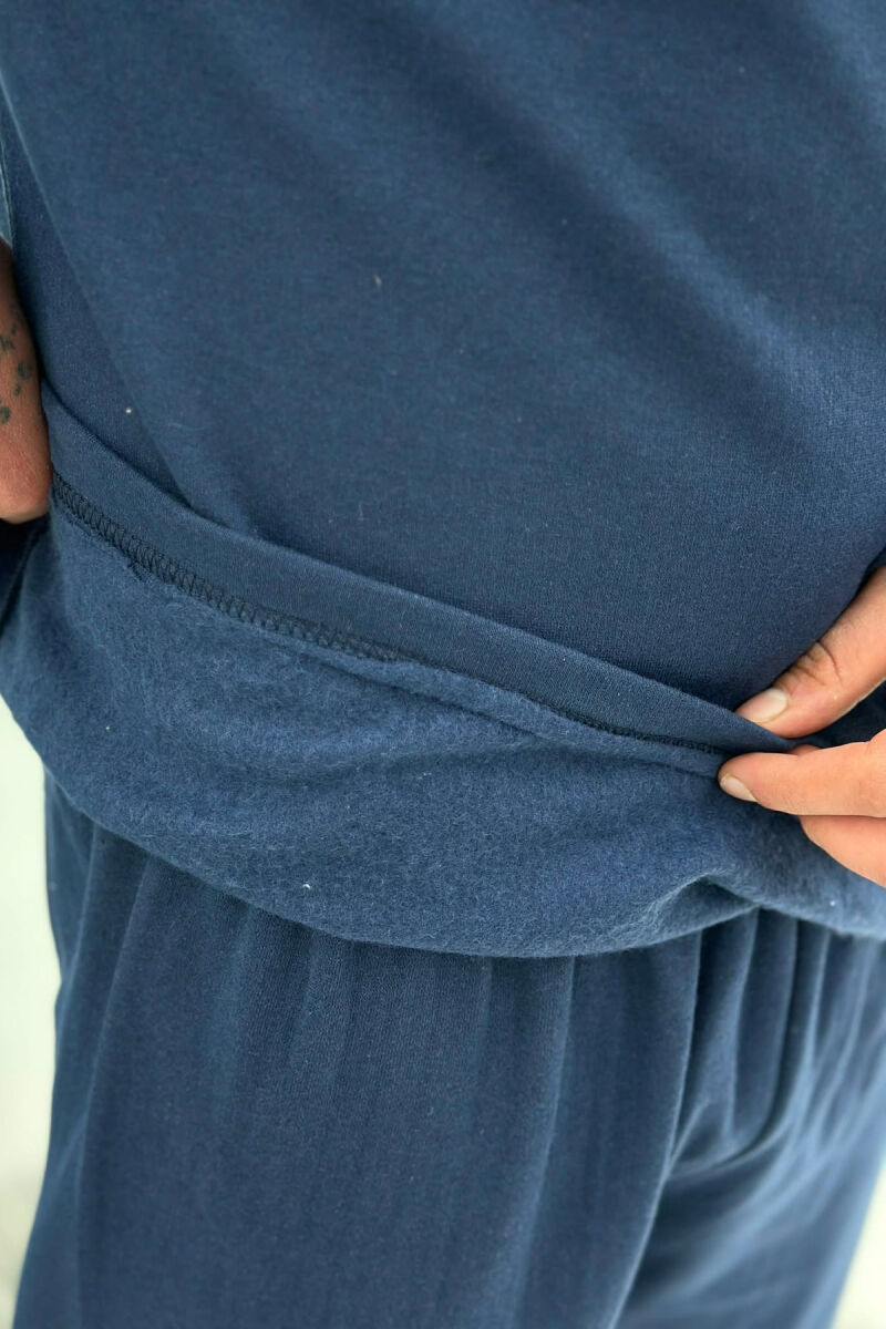 BUTTONED NECK SWEATSHIRT+SWEATPANTS MEN PYJAMAS BLUE/BLU - 4