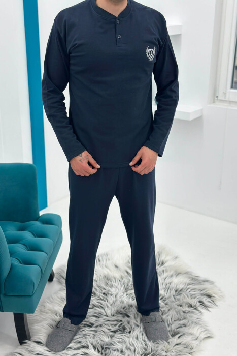 PIZHAME BLUZE ME JAKE ME BUTONA + TUTA PER MESHKUJ NE NGJYRE BLU TE ERRET - KLAUDIO FASHION