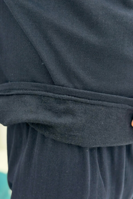 BUTTONED NECK SWEATSHIRT+SWEATPANTS MEN PYJAMAS DARK BLUE/BEE - 4