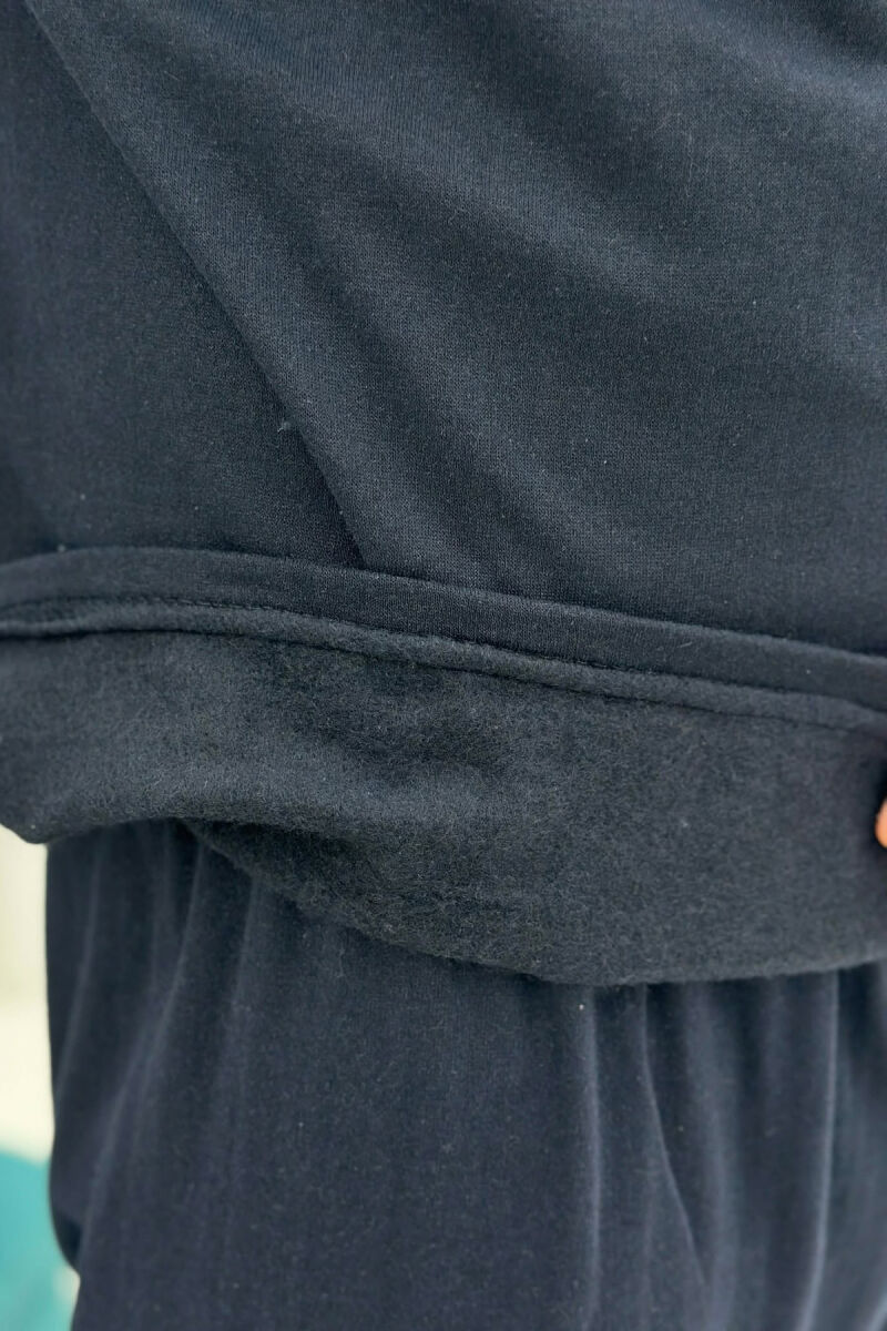 BUTTONED NECK SWEATSHIRT+SWEATPANTS MEN PYJAMAS DARK BLUE/BEE - 4