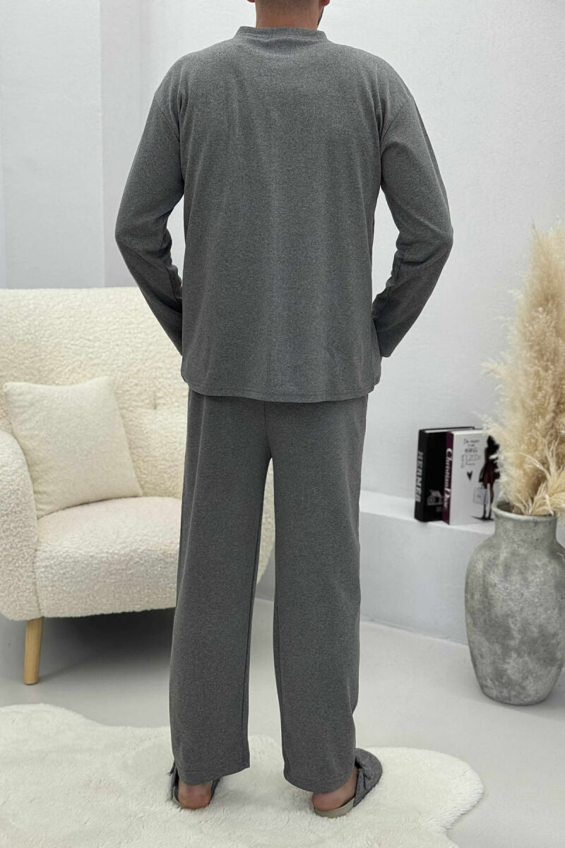 BUTTONED NECK SWEATSHIRT+SWEATPANTS MEN PYJAMAS GREY/GRI - 3