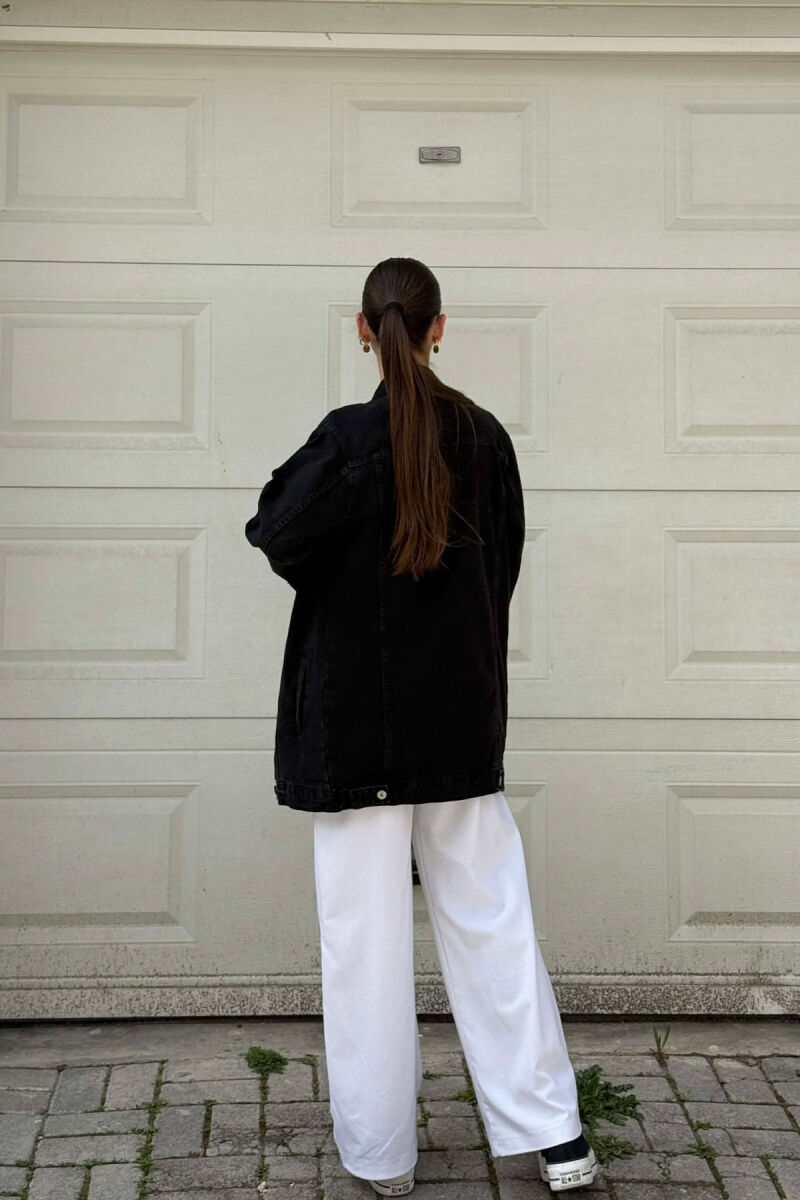 BUTTONED ONE COLOR DENIM WOMEN JACKET BLACK/ E ZEZE - 5