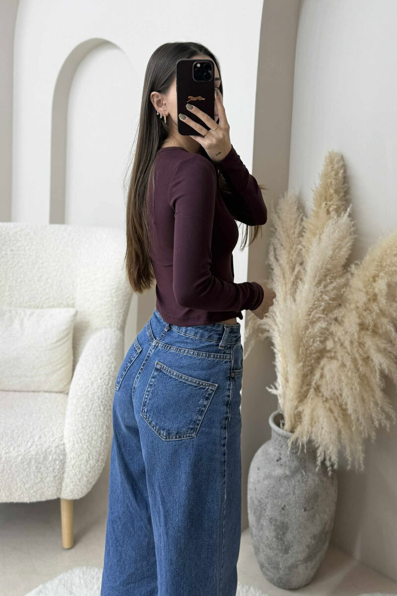 BUTTONED ONE COLOR WOMEN SWEATSHIRT DARK BURGUNDY/VISHNJE E ERRET - 2