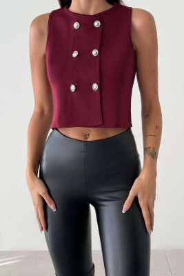 BUTTONED ONE COLOR WOMEN VEST BURGUNDY/VISHNJE 