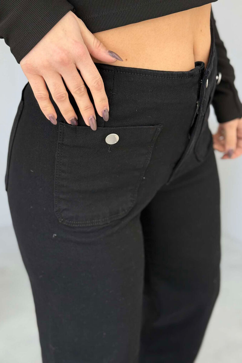 BUTTONED POCKETS WOMEN JEANS BLACK/ E ZEZE - 4