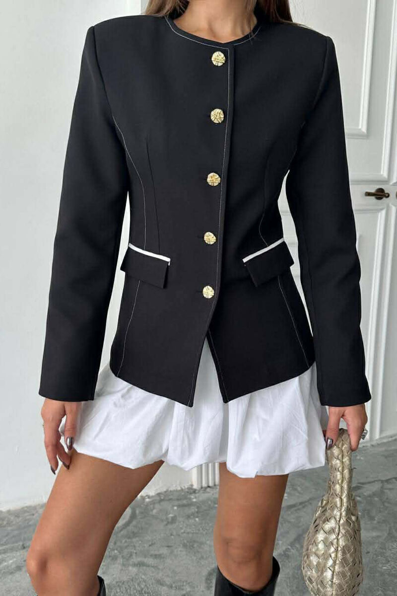 BUTTONED SHOULDER PADS WOMEN JACKET BLACK/ E ZEZE - 3