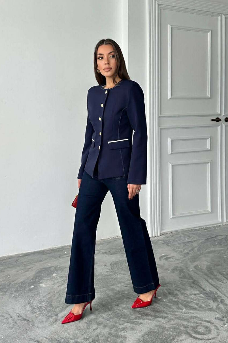 BUTTONED SHOULDER PADS WOMEN JACKET BLUE/BLU - 2