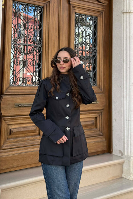 BUTTONED SIMPLE WOMEN JACKET BLACK/ E ZEZE 