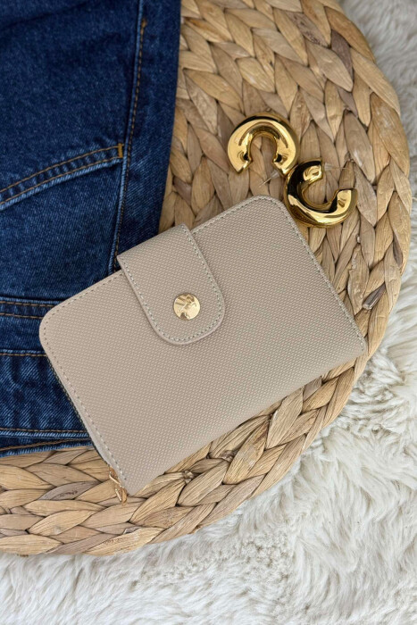 BUTTONED SIMPLE WOMEN WALLET BEIGE/BEZHE 