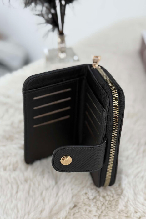 BUTTONED SIMPLE WOMEN WALLET BLACK/ E ZEZE - 3