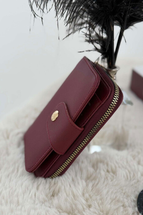 BUTTONED SIMPLE WOMEN WALLET BURGUNDY/VISHNJE - 2